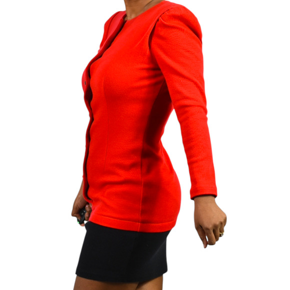 Vintage All That Jazz Blazer Dress Red Twofer Shoulder Pads Mini Buttons Small 4 - Picture 6 of 16